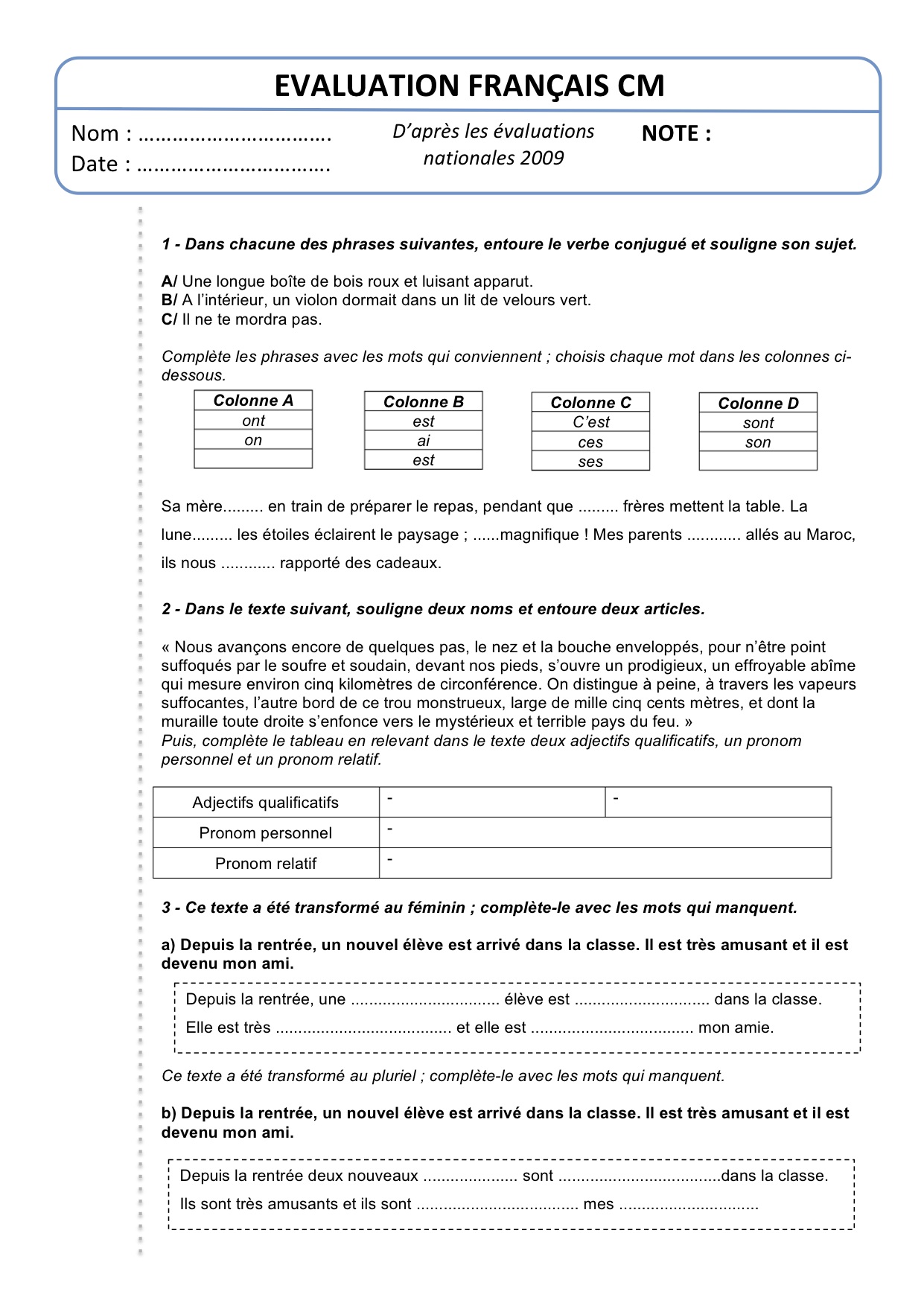 Evaluations Nationales Ce1 2012 Pdf