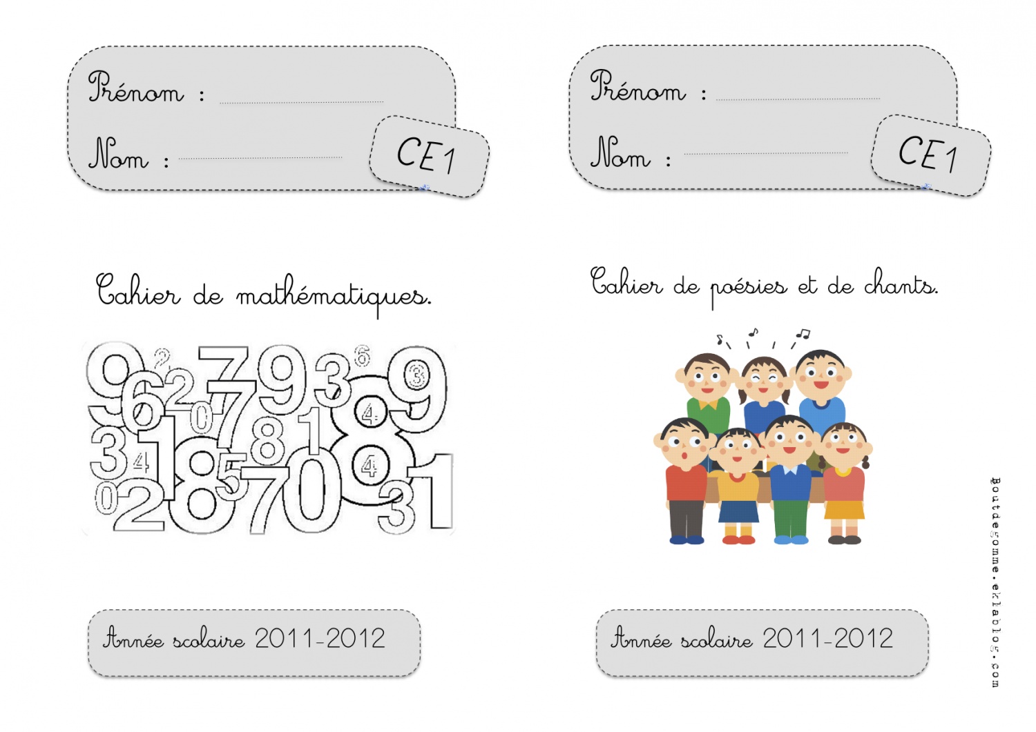 Pages De Garde CE1 Et CP 2011 2012 Bout De Gomme